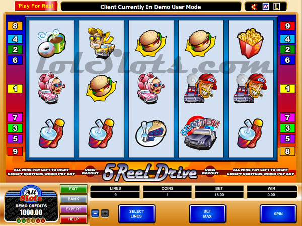 5 reel drive slots game paytable