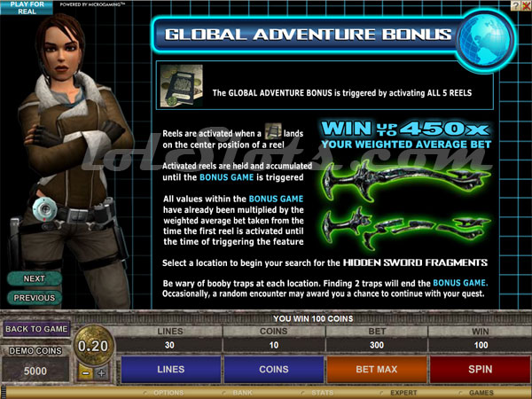 lara croft slots bonus