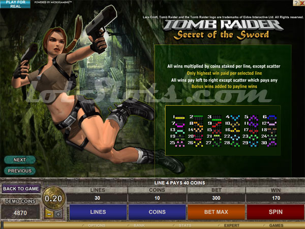 tomb raider slots bonus game